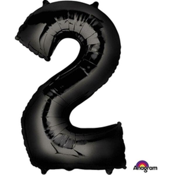 Anagram 33 in. Number 2 Black Super Shape Foil Balloons 66587